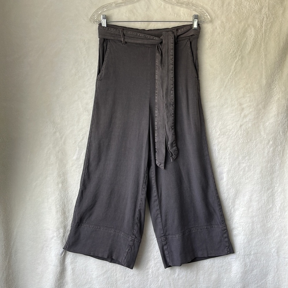 Splendid Linen Blend Cropped Wide-leg Pants Size S